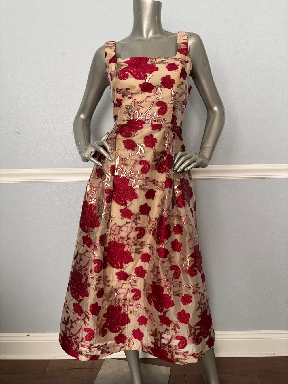 Abbey Glass Dress Victoria Red Moonlight Organza Sleeveless Fit & Flare Nwt
